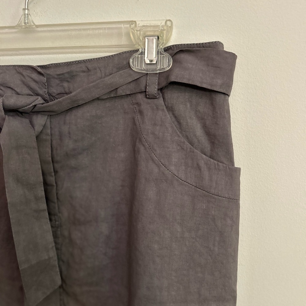 Eileen Fisher Grey Taupe Tie Waist Zip Button Knee Length Pencil Skirt Small - Picture 4 of 9